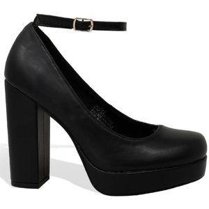 Women’s Retro Mary Jane Platform Chunky Block Heels with Ankle Strap